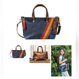 In Blue Handmade Leather 70’s Bowler Bag - in Indigo Blue